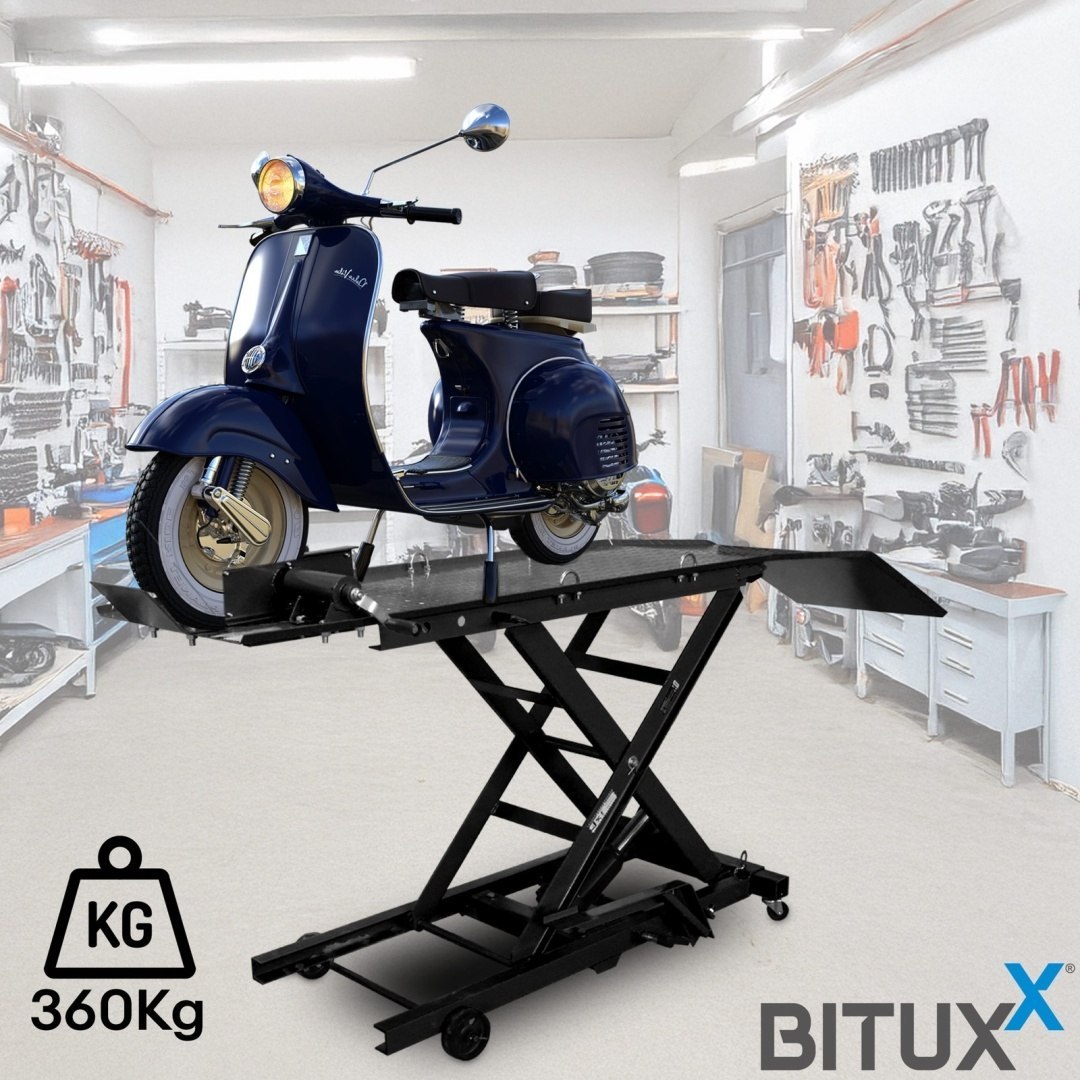 Hydraulický nůžkový zvedák na motocykly 360 kg - černý M19724